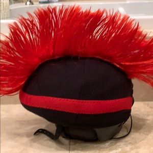 Red Mohawk kids ski helmet cover
